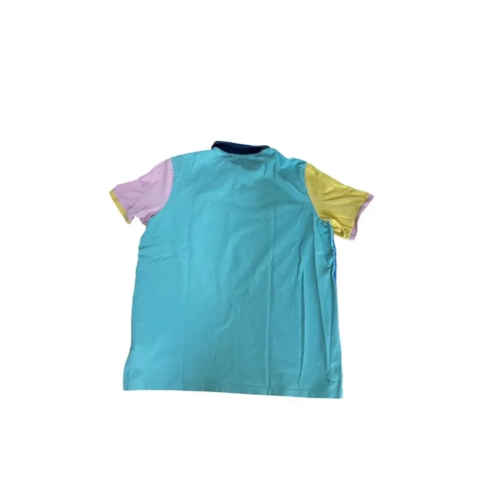 Polo Ralph Lauren Polo Shirt XXL Blue Colorblock Big Pony Logo Cotton Classic